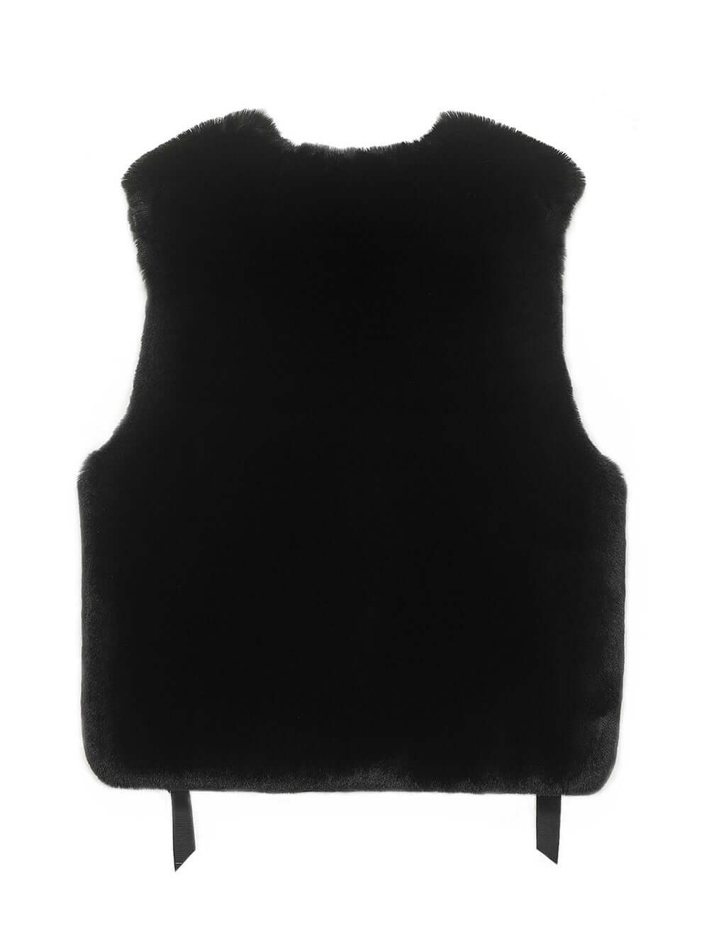 FAUX FUR TIED KITTEN RIBBON VEST
