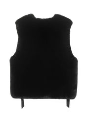 FAUX FUR TIED KITTEN RIBBON VEST
