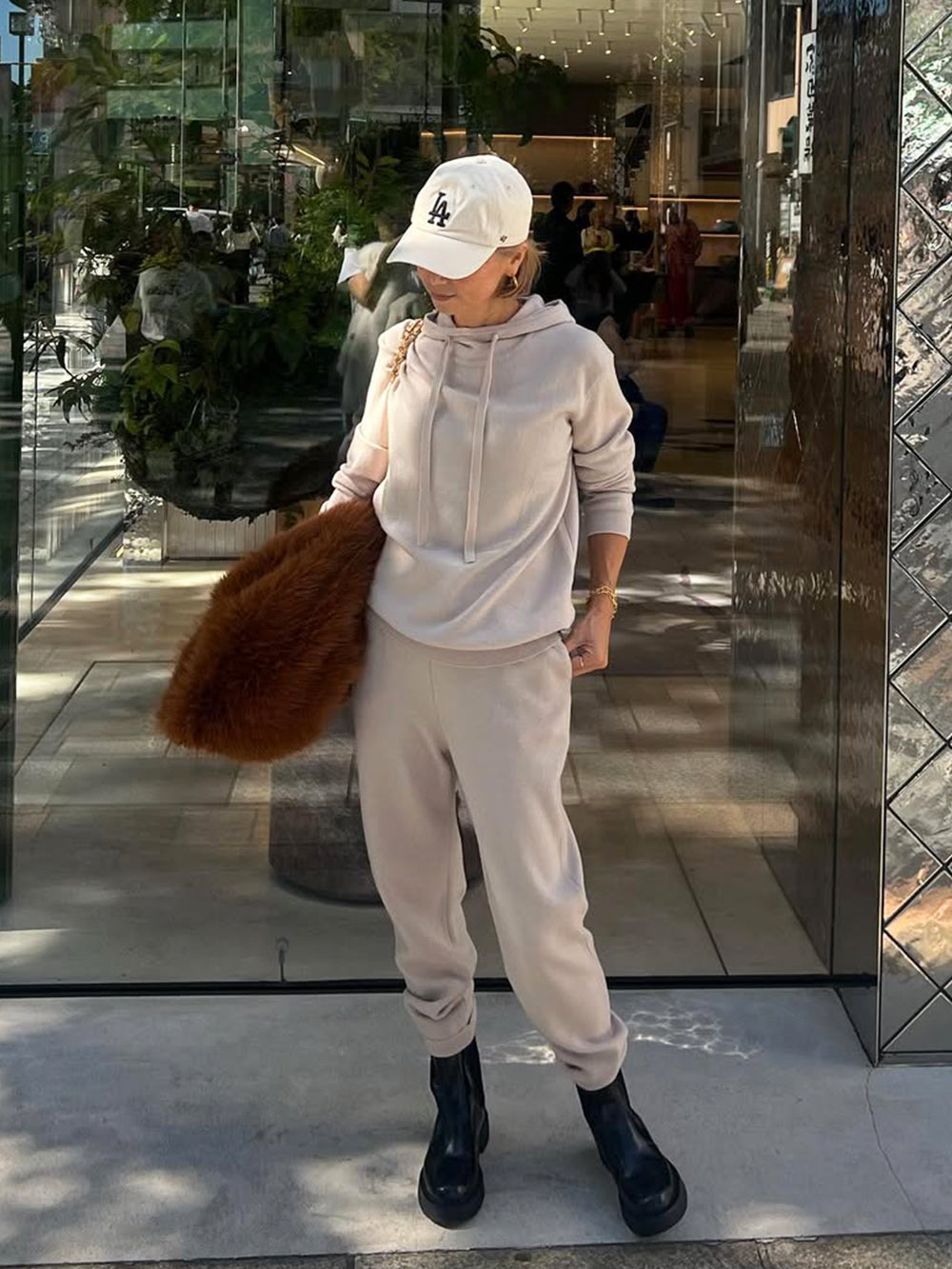 [REIKO] KNIT BEGE PANTS