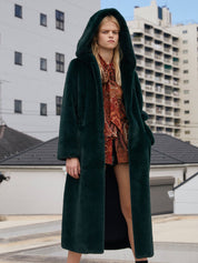 FAUX FUR LAON HOODED MAXI COAT