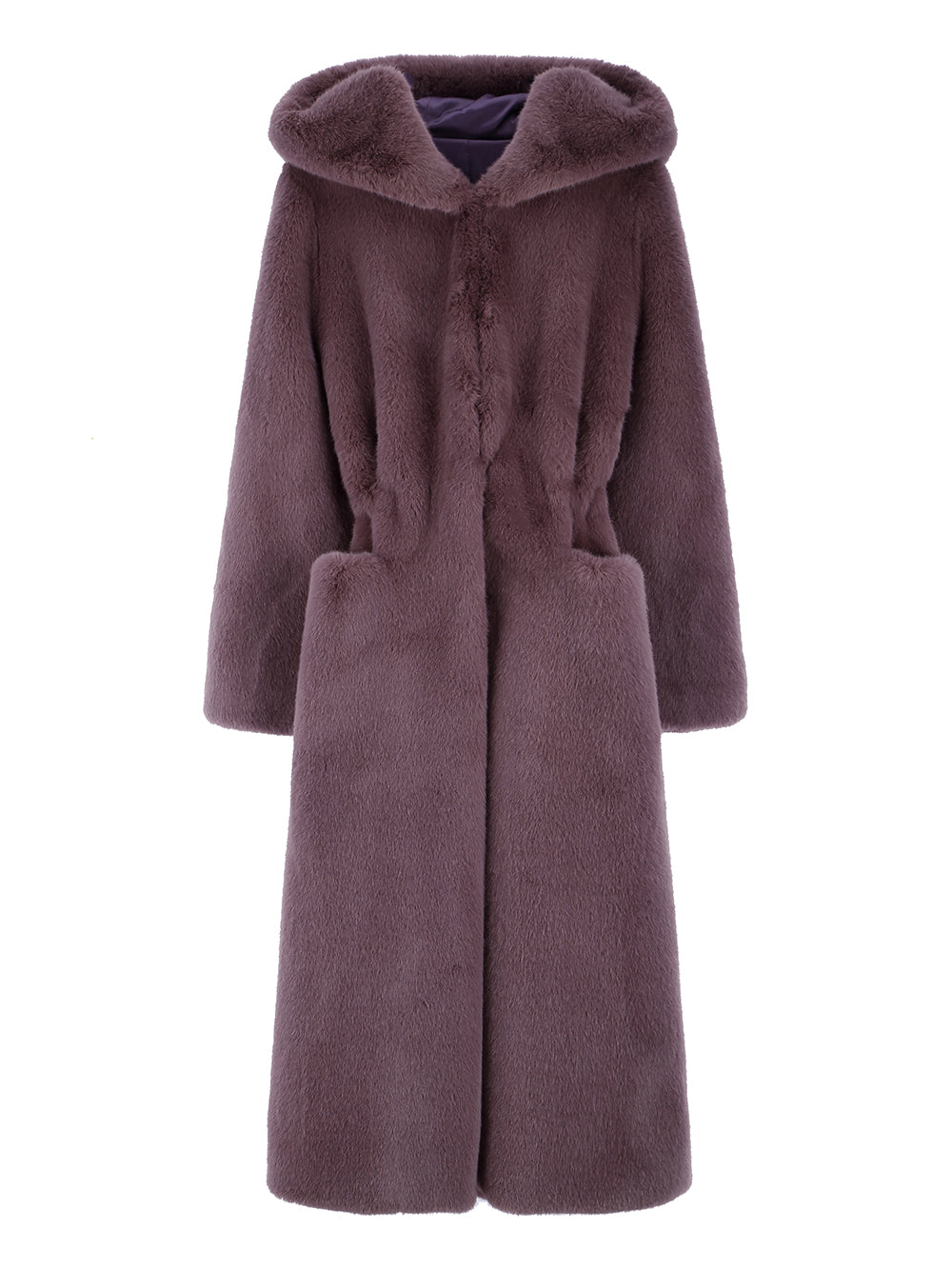 FAUX FUR LAON HOODED MAXI COAT