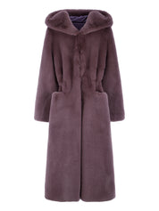 FAUX FUR LAON HOODED MAXI COAT