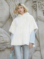 FAUX FUR HE HOODED PONCHO