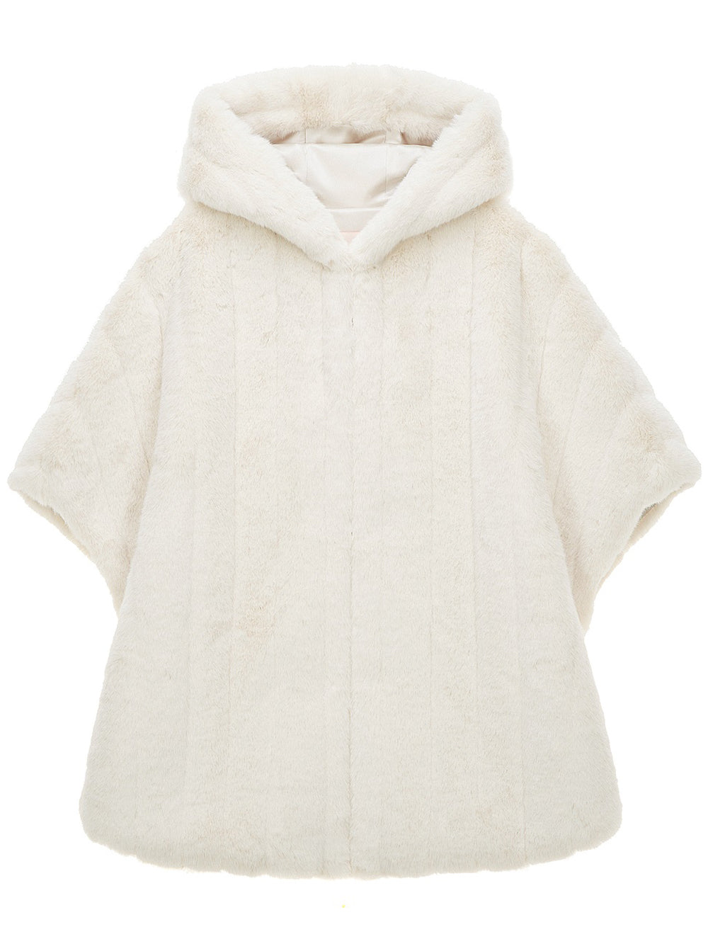 FAUX FUR HE HOODED PONCHO