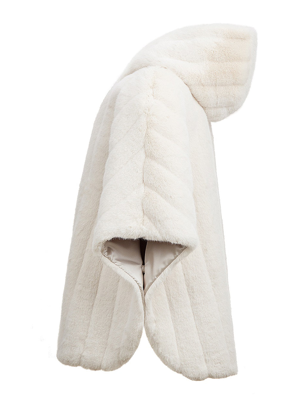 FAUX FUR HE HOODED PONCHO