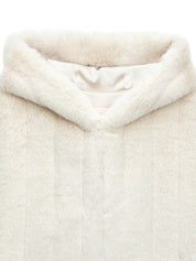 FAUX FUR HE HOODED PONCHO