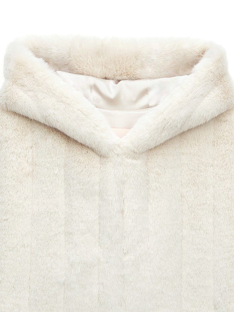 FAUX FUR HE HOODED PONCHO
