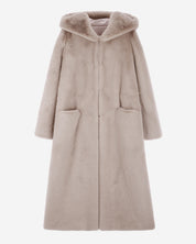 [SIGNATURE LINE] FAUX FUR LAON HOODED MAXI COAT