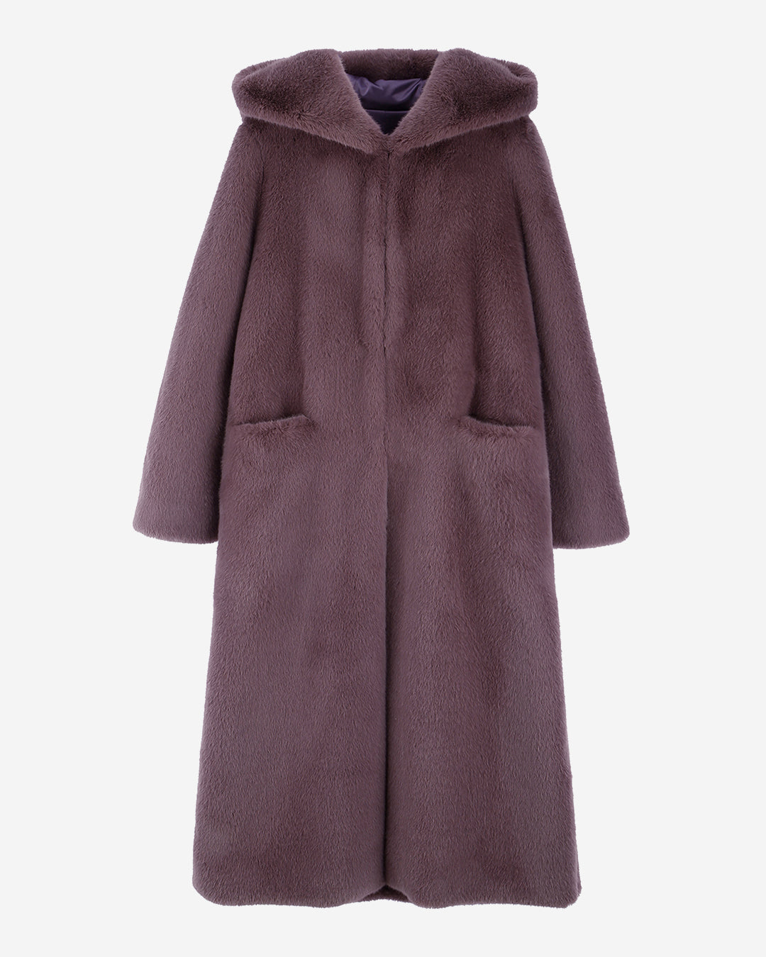 [SIGNATURE LINE] FAUX FUR LAON HOODED MAXI COAT
