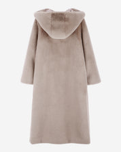 [SIGNATURE LINE] FAUX FUR LAON HOODED MAXI COAT