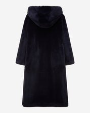 [SIGNATURE LINE] FAUX FUR LAON HOODED MAXI COAT