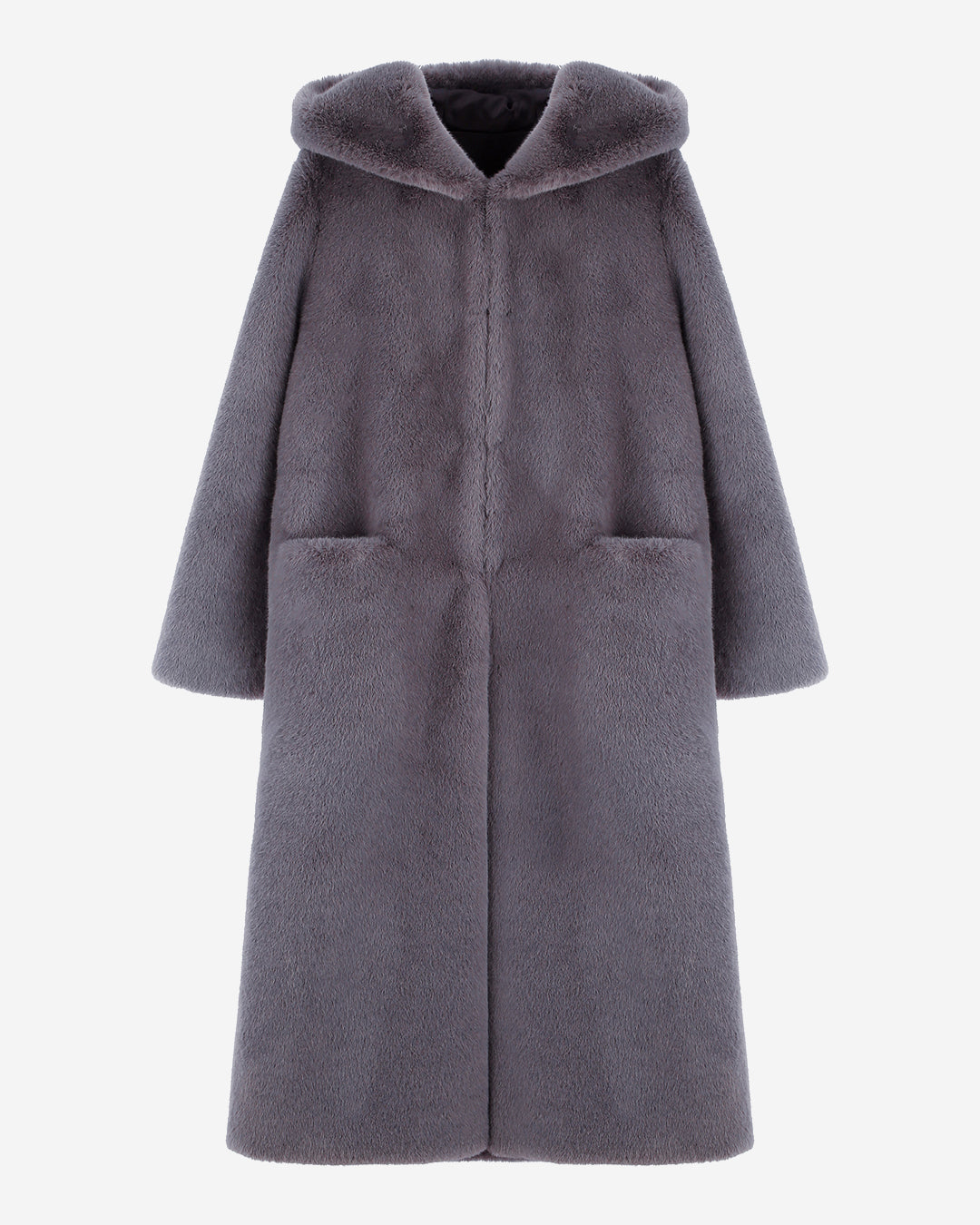 [SIGNATURE LINE] FAUX FUR LAON HOODED MAXI COAT