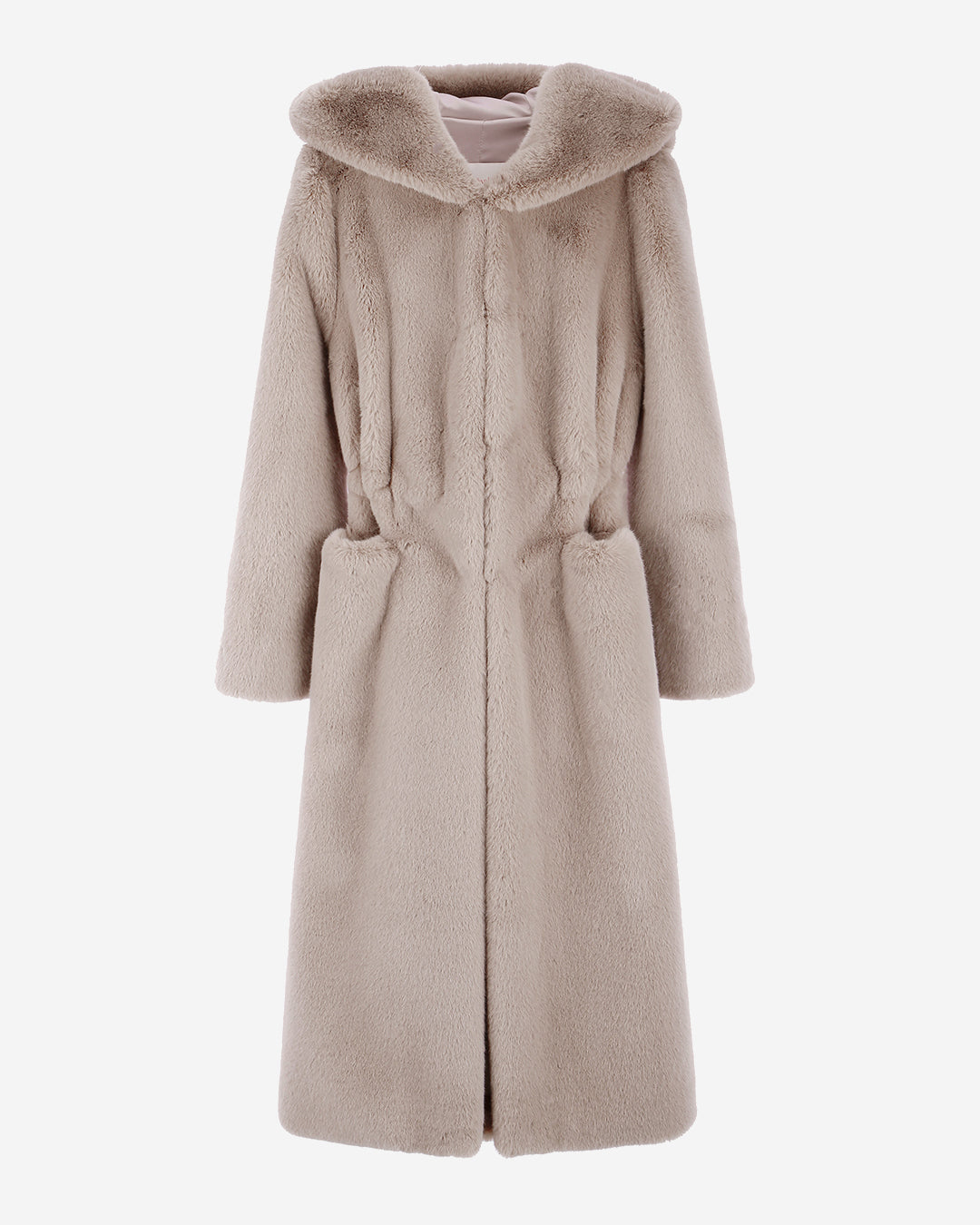 [SIGNATURE LINE] FAUX FUR LAON HOODED MAXI COAT