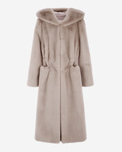 [SIGNATURE LINE] FAUX FUR LAON HOODED MAXI COAT