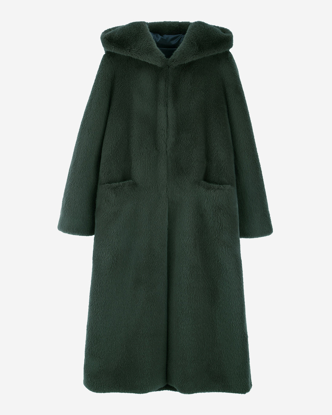 [SIGNATURE LINE] FAUX FUR LAON HOODED MAXI COAT