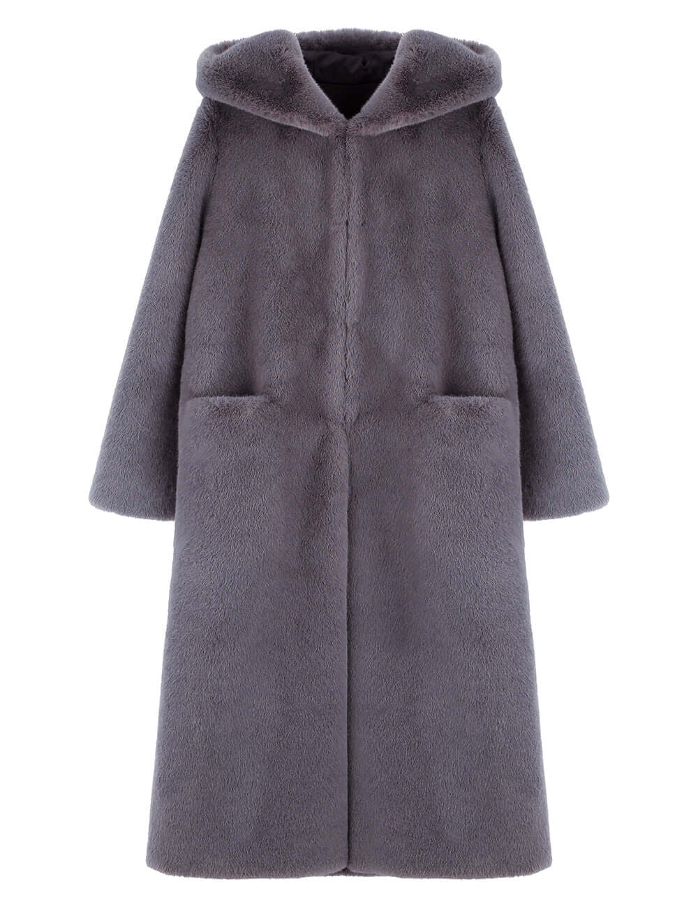 FAUX FUR LAON HOODED MAXI COAT