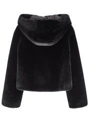 FAUX FUR BIEN HOODED SHORT JACKET