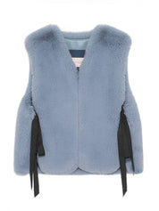 FAUX FUR TIED KITTEN RIBBON VEST