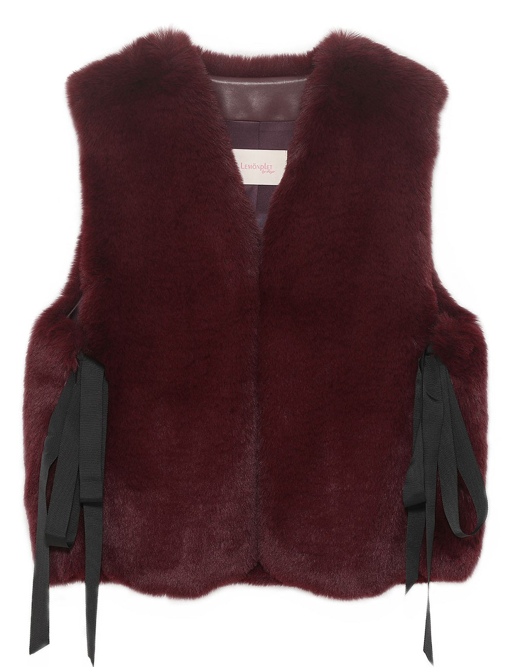 [REIKO] FAUX FUR TIED KITTEN RIBBON VEST