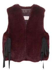 [REIKO] FAUX FUR TIED KITTEN RIBBON VEST