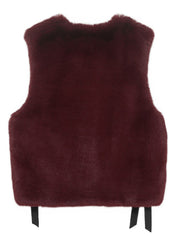 [REIKO] FAUX FUR TIED KITTEN RIBBON VEST