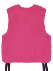 [REIKO] FAUX FUR TIED KITTEN RIBBON VEST