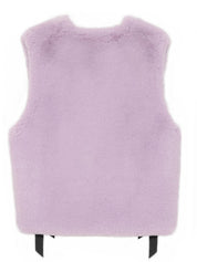 [REIKO] FAUX FUR TIED KITTEN RIBBON VEST