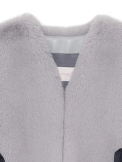 FAUX FUR TIED KITTEN RIBBON VEST