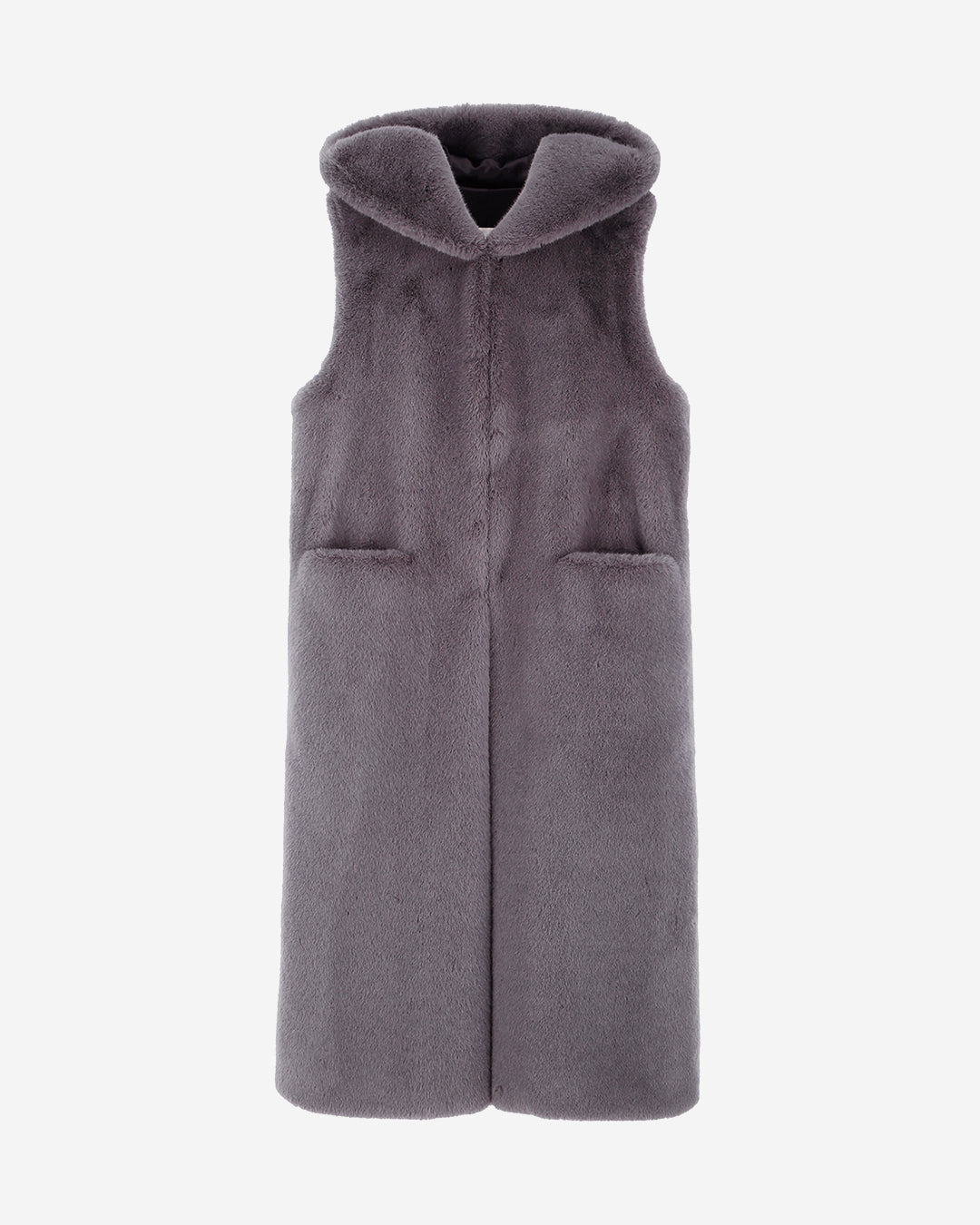 [SIGNATURE LINE] FAUX FUR LAON HOODED MAXI VEST