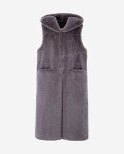 [SIGNATURE LINE] FAUX FUR LAON HOODED MAXI VEST