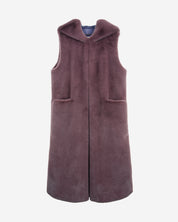 [SIGNATURE LINE] FAUX FUR LAON HOODED MAXI VEST