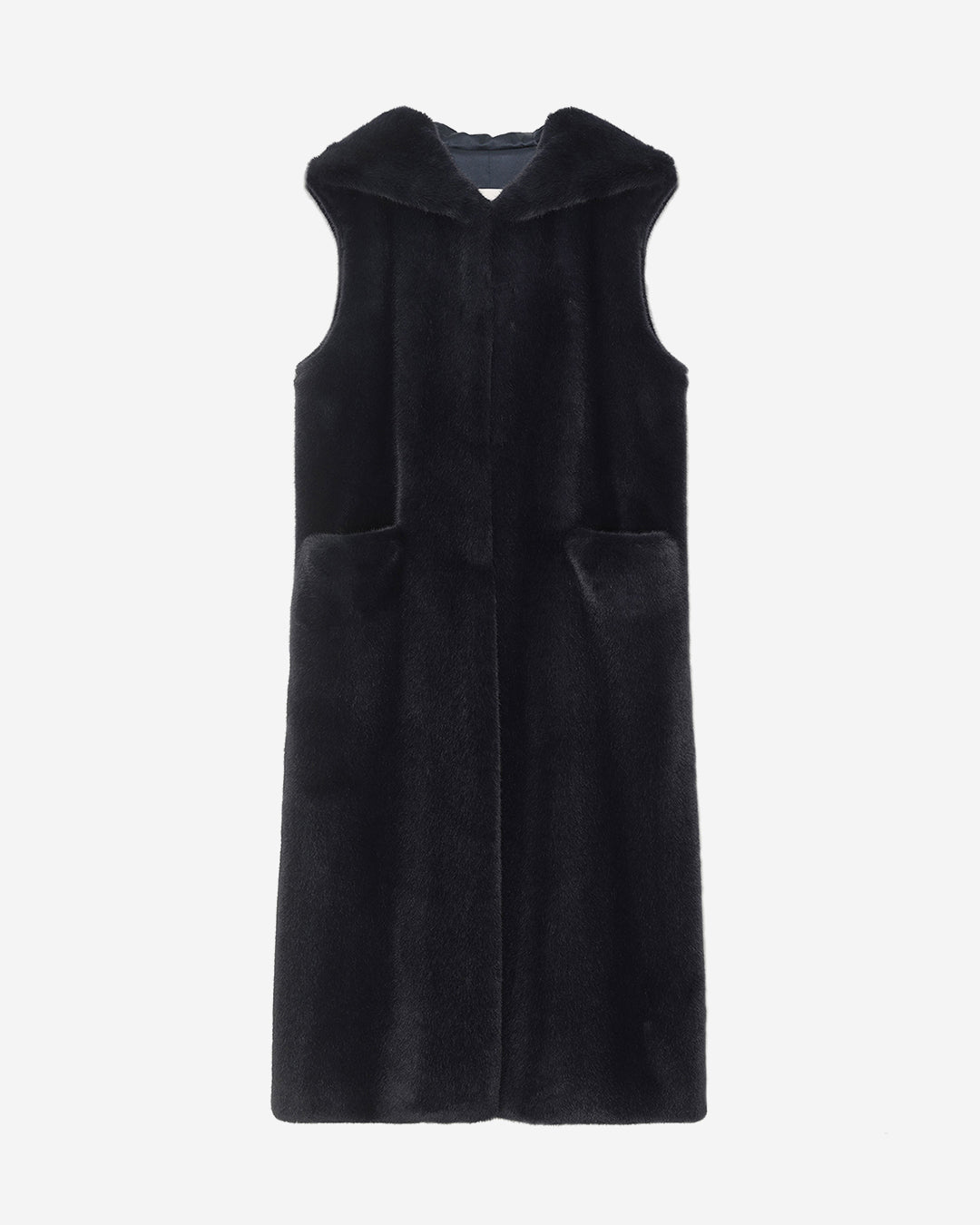 [SIGNATURE LINE] FAUX FUR LAON HOODED MAXI VEST