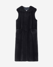 [SIGNATURE LINE] FAUX FUR LAON HOODED MAXI VEST