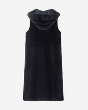 [SIGNATURE LINE] FAUX FUR LAON HOODED MAXI VEST