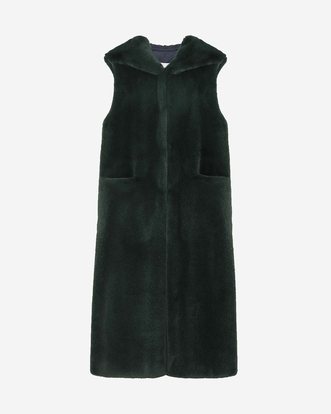 [SIGNATURE LINE] FAUX FUR LAON HOODED MAXI VEST