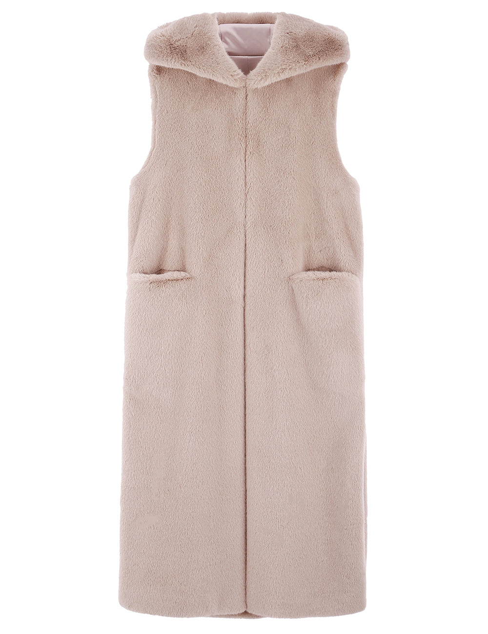 [REIKO] FAUX FUR LAON HOODED MAXI VEST