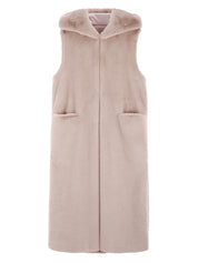 [REIKO] FAUX FUR LAON HOODED MAXI VEST