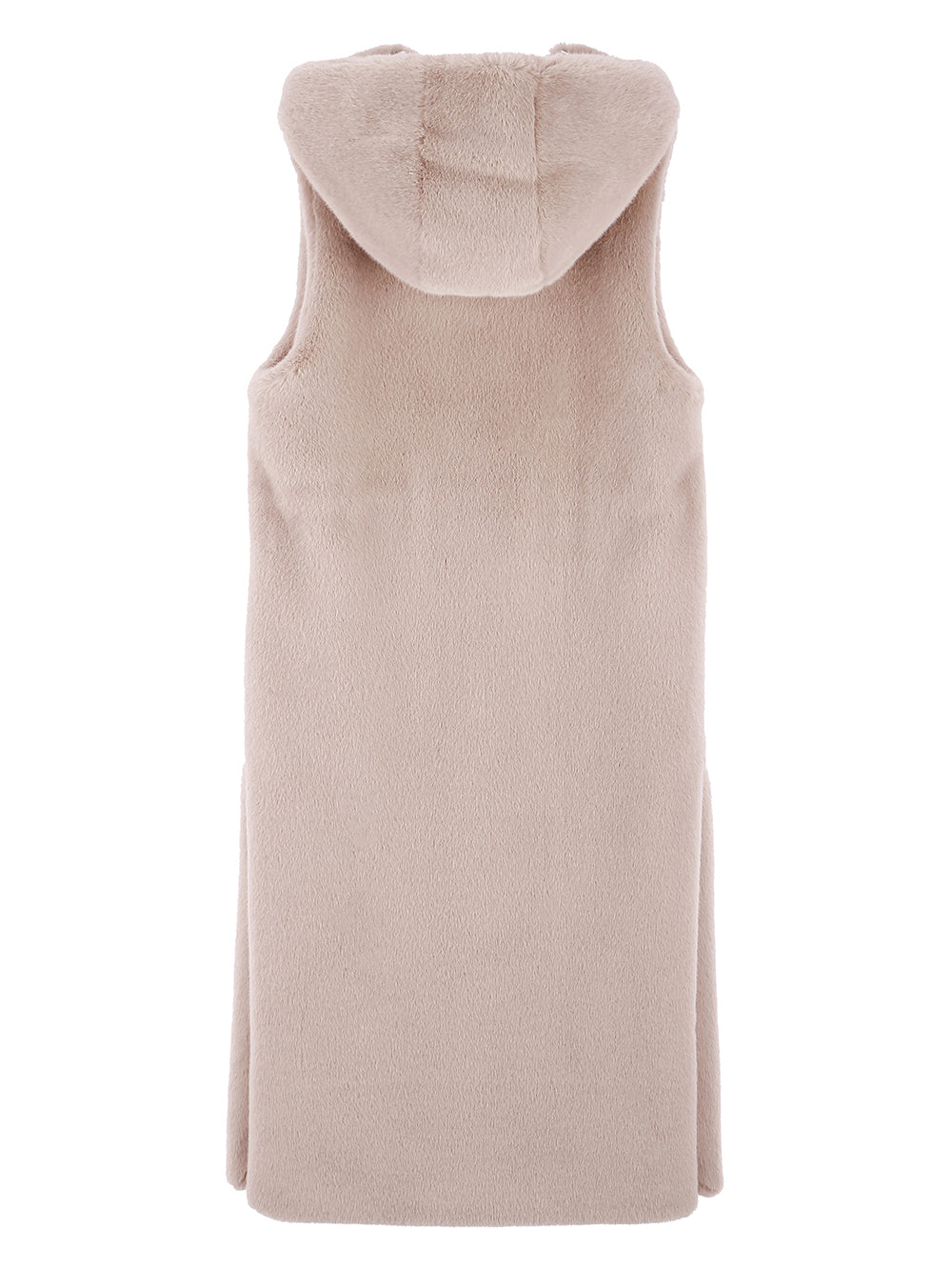 [REIKO] FAUX FUR LAON HOODED MAXI VEST