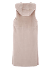 [REIKO] FAUX FUR LAON HOODED MAXI VEST