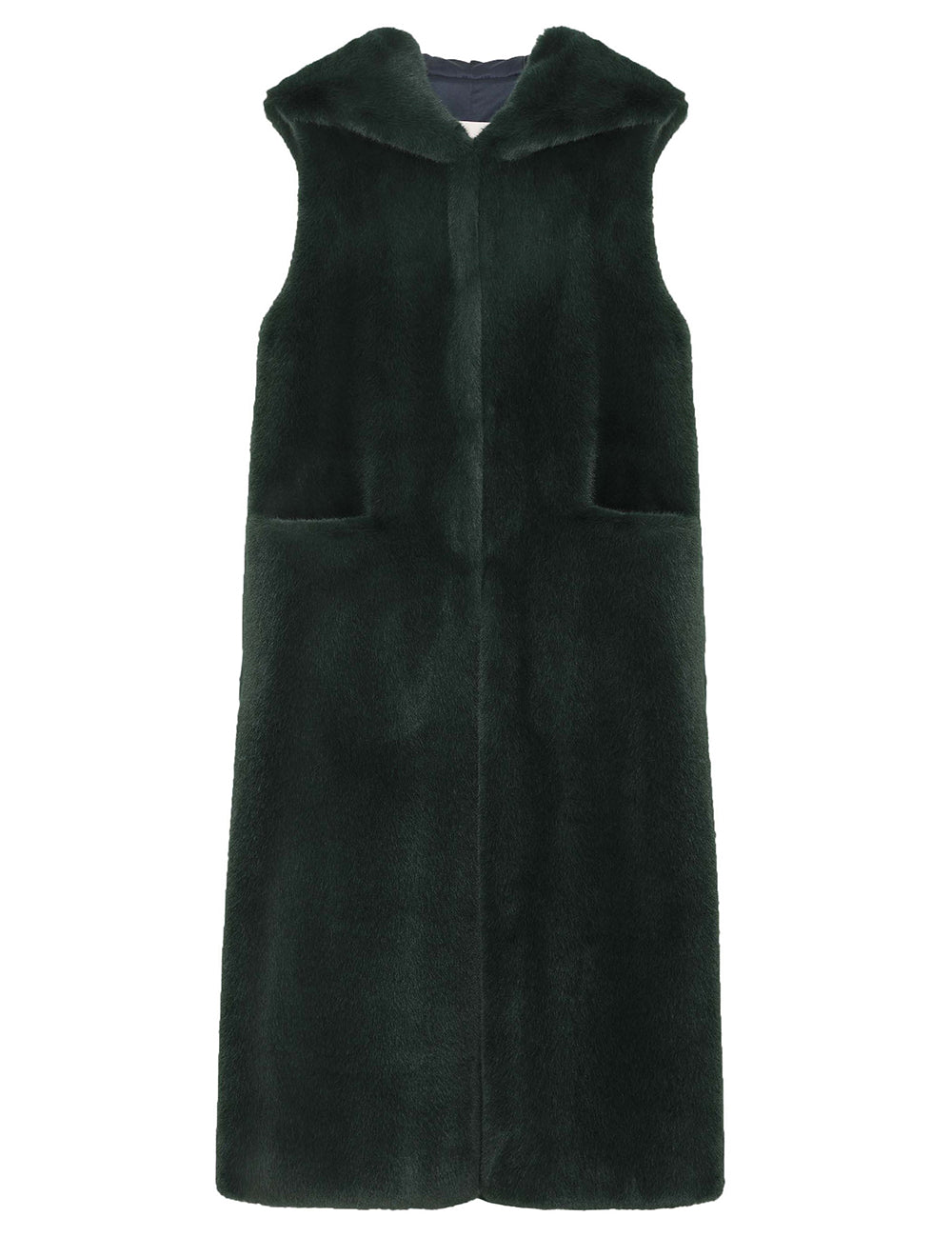 [REIKO] FAUX FUR LAON HOODED MAXI VEST