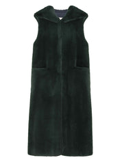 [REIKO] FAUX FUR LAON HOODED MAXI VEST