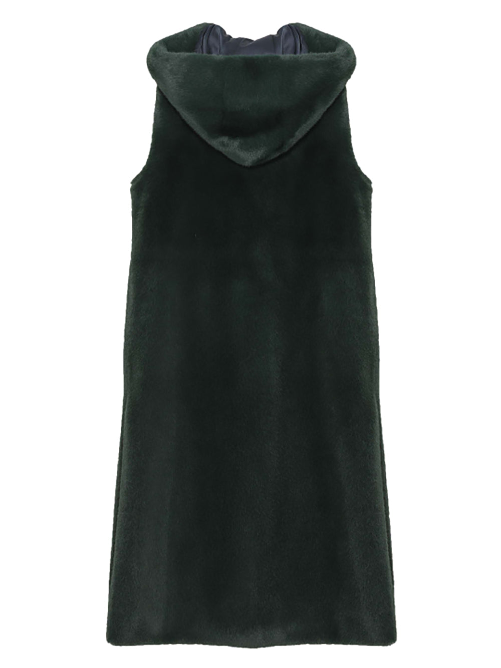 [REIKO] FAUX FUR LAON HOODED MAXI VEST