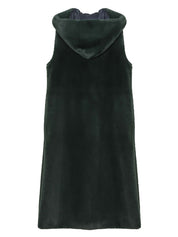 [REIKO] FAUX FUR LAON HOODED MAXI VEST
