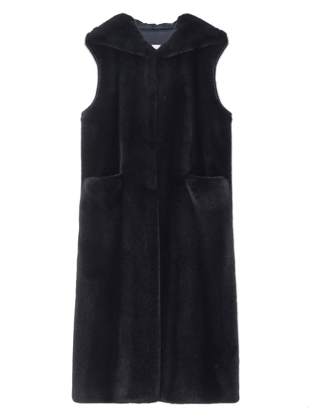 FAUX FUR LAON HOODED MAXI VEST