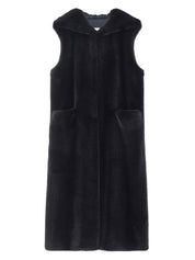 FAUX FUR LAON HOODED MAXI VEST