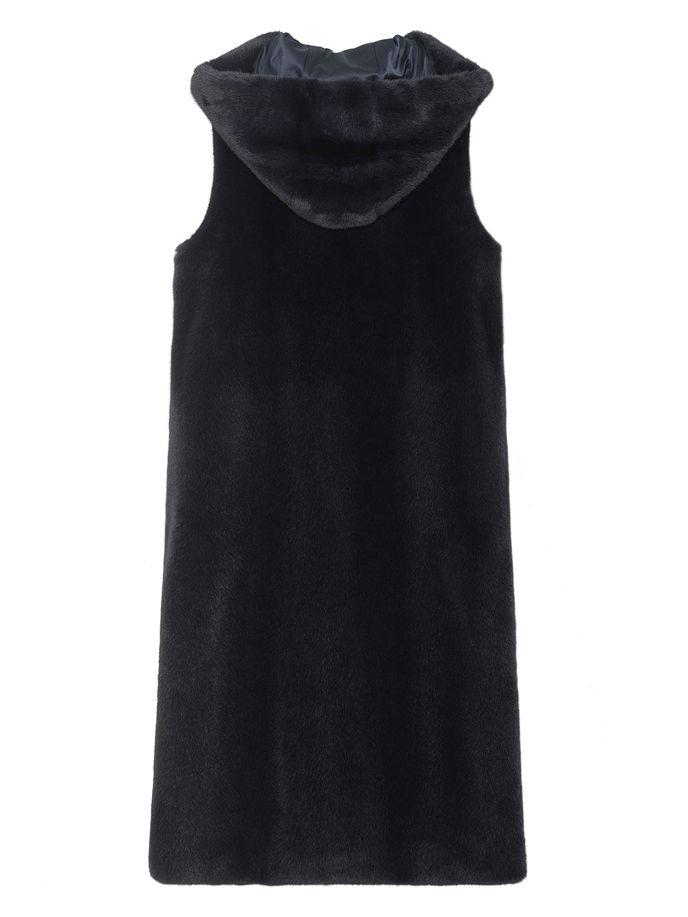 [REIKO] FAUX FUR LAON HOODED MAXI VEST