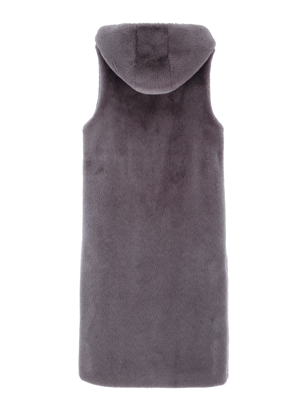 [REIKO] FAUX FUR LAON HOODED MAXI VEST