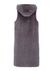 [REIKO] FAUX FUR LAON HOODED MAXI VEST