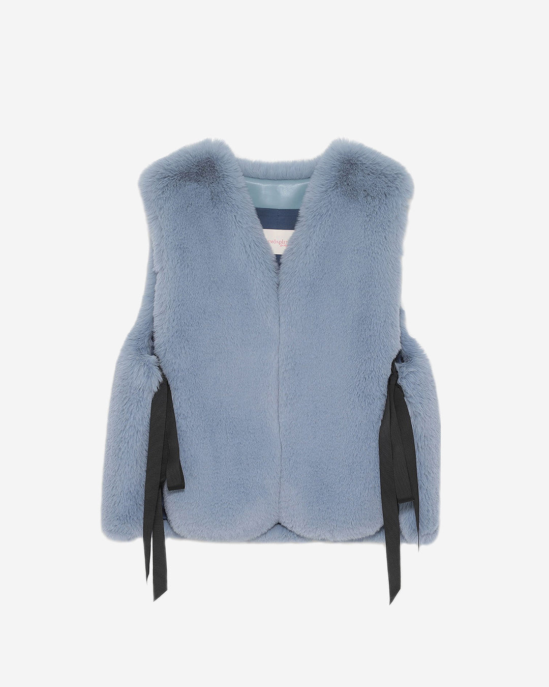 [SIGNATURE LINE] FAUX FUR TIED KITTEN RIBBON VEST