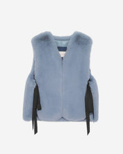 [SIGNATURE LINE] FAUX FUR TIED KITTEN RIBBON VEST
